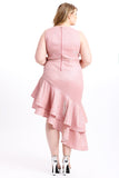 Blush Pink Glitter Ruffle Hem Dress